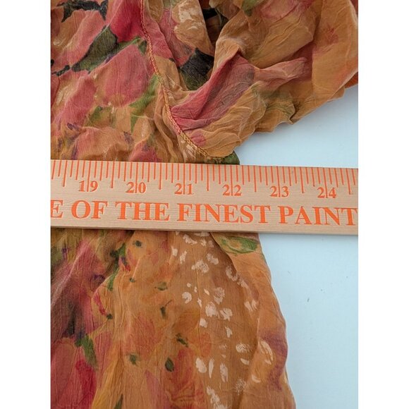 Tianello Martha Duster Womens Size Small Orange Floral Long Sleeve Cardigan - Picture 8 of 9